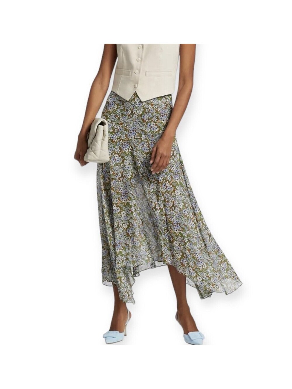 Veronica Beard Shilpa Floral Asymmetrical Silk Skirt Size 4
